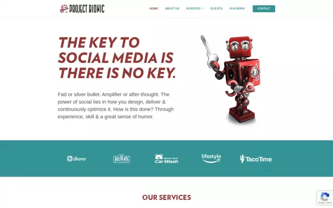 Screenshot of the Project Bionic Website