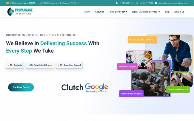 Screenshot of the ProManage IT Solutions Website