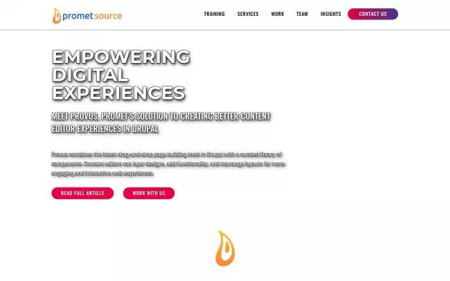 Screenshot of the Promet Source Website