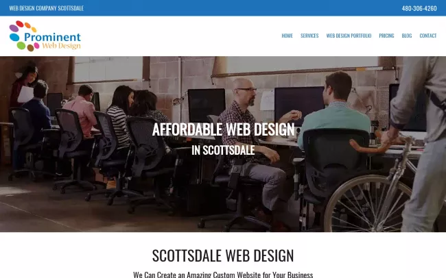 Screenshot of the Prominent Web Design Website
