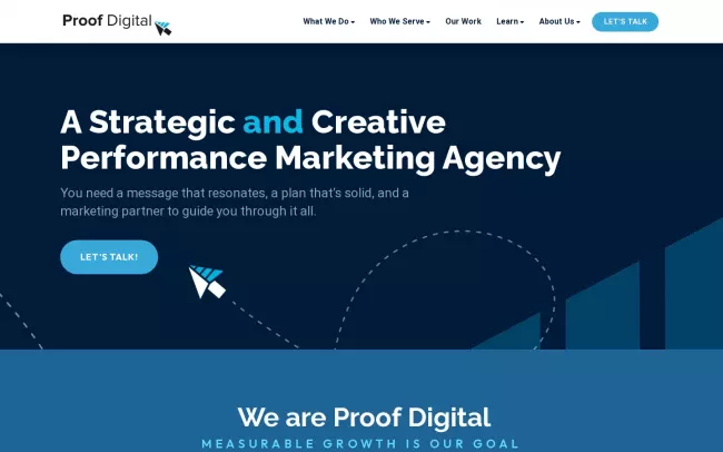 Screenshot of the Proof Digital, LLC. Website