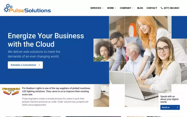 Screenshot of the Pulse Software Solutions - Custom software & app developer Website