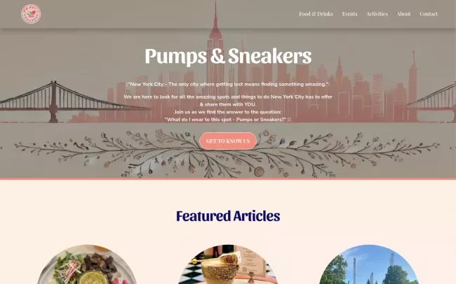 Screenshot of the Pumps & Sneakers NYC Blog