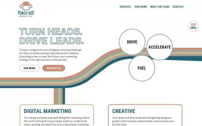 Screenshot of the Punch Bug Marketing Website
