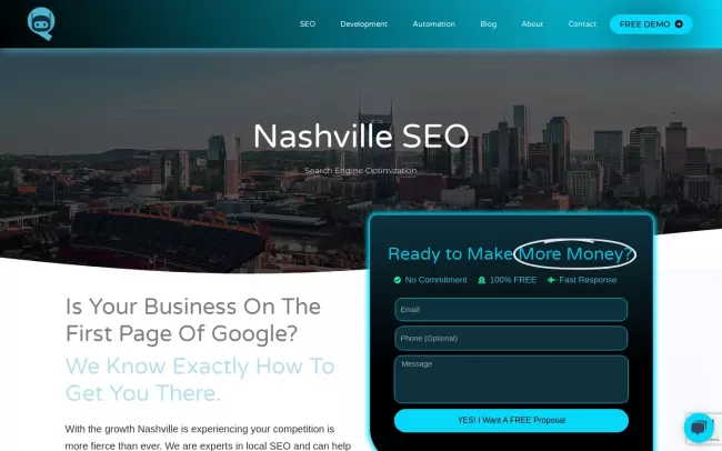Screenshot of the QCKBOT Website