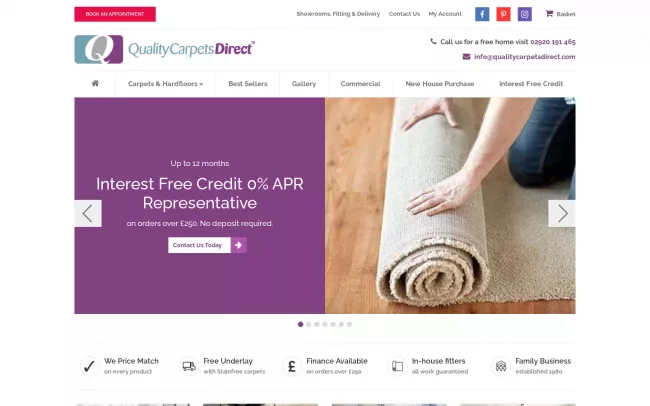 Screenshot of the Quality Carpets Direct Website