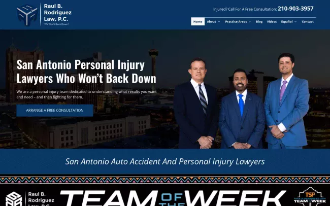 Screenshot of the Raúl B. Rodriguez Law, P.C. Website