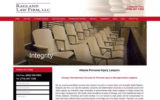 Screenshot of the Ragland Law Firm, LLC. Website