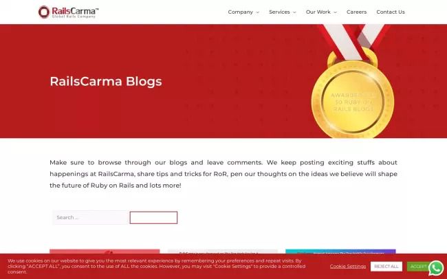 Screenshot of the RailsCarma Blog