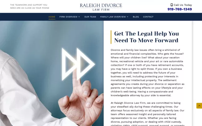 Screenshot of the Raleigh Divorce Law Firm Website