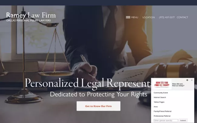 Screenshot of the Ramey Law Firm, PLLC Website