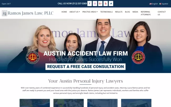 Screenshot of the Ramos James Law, PLLC Website