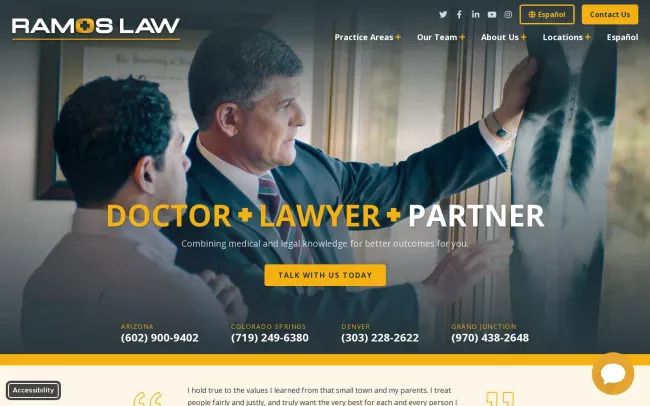 Screenshot of the Ramos Law Website