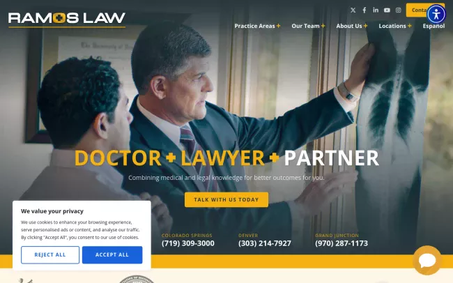 Screenshot of the Ramos Law Website