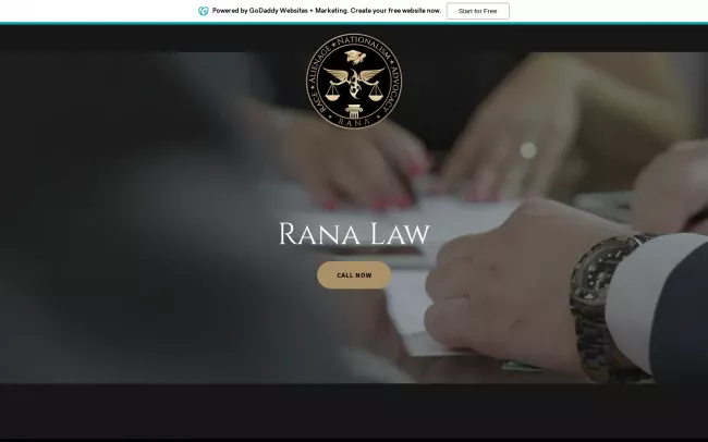 Screenshot of the Rana Law Corp. Website