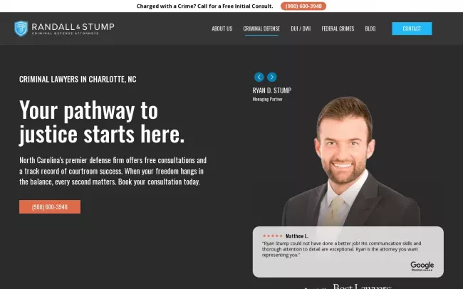 Screenshot of the Randall & Stump, Criminal Defense Attorneys Website