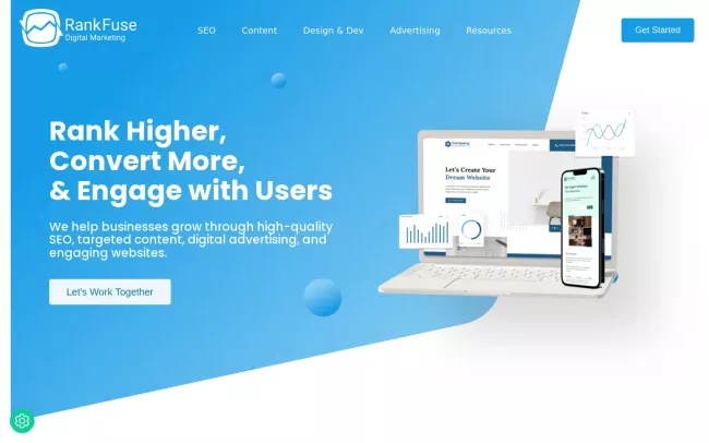 Screenshot of the Rank Fuse Digital Marketing Website