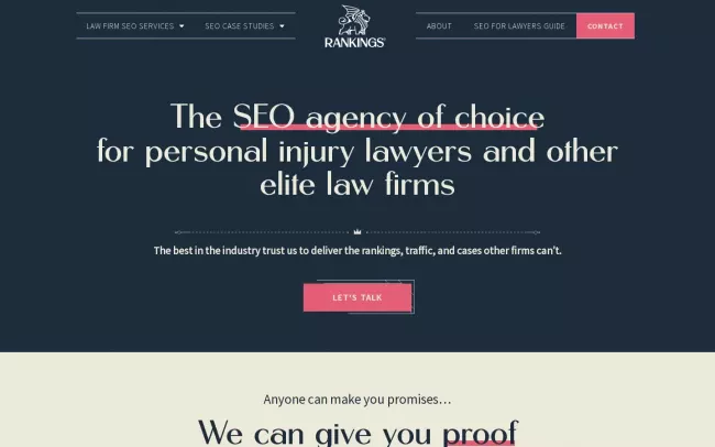 Screenshot of the Rankings.io Website