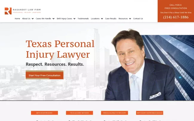 Screenshot of the Rasansky Law Firm Website