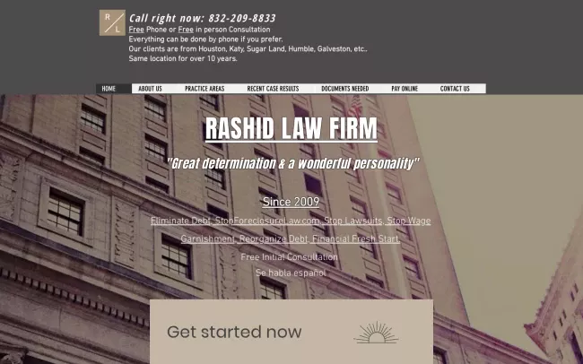 Screenshot of the Rashid Law Firm Website