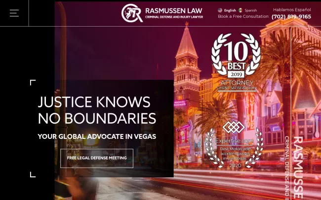 Screenshot of the Rasmussen Law P.C. Website