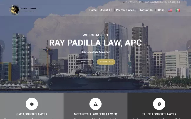 Screenshot of the Ray Padilla Law, APC - Car Accident Lawyers Website