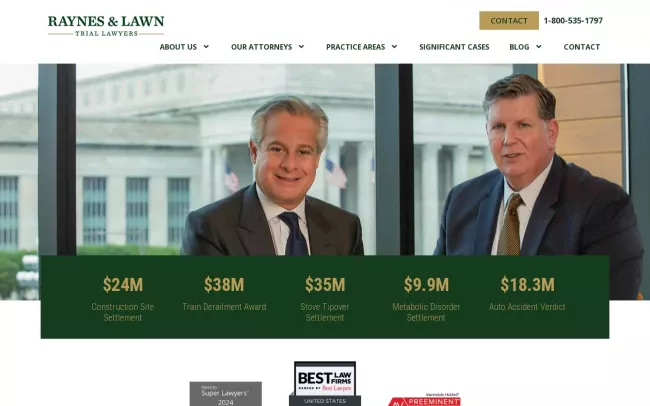 Screenshot of the Raynes & Lawn Website