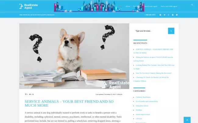 Screenshot of the Real Estate Agent Blog