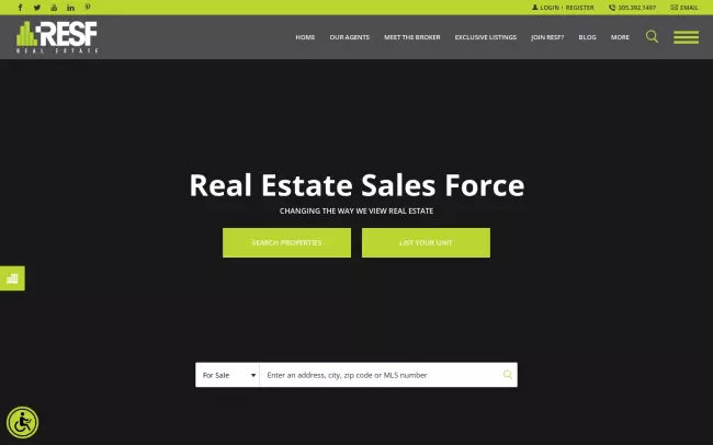 Screenshot of the Real Estate Sales Force Website