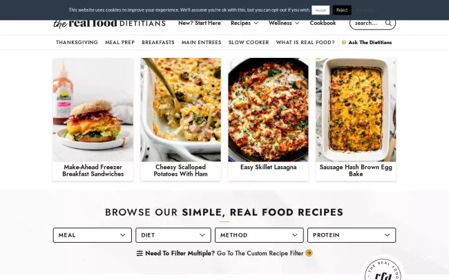 Screenshot of the The Real Food Dietitians Blog