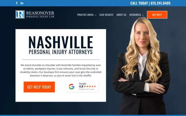 Screenshot of the Reasonover Law Firm Website