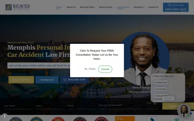 Screenshot of the Reaves Law Firm, PLLC Website
