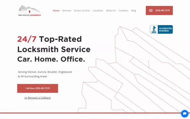 Screenshot of the Red Rocks Locksmith Boulder Website