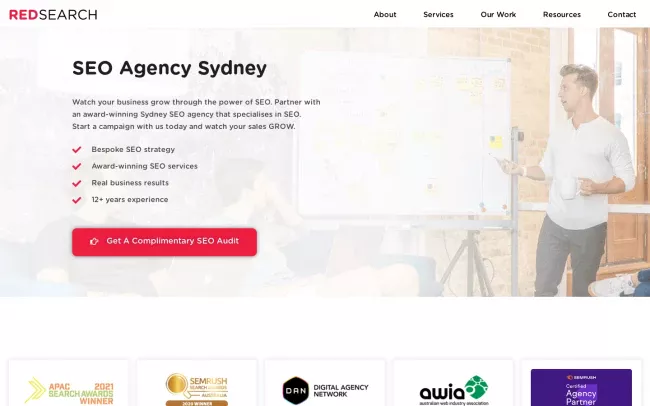Screenshot of the Red Search Website