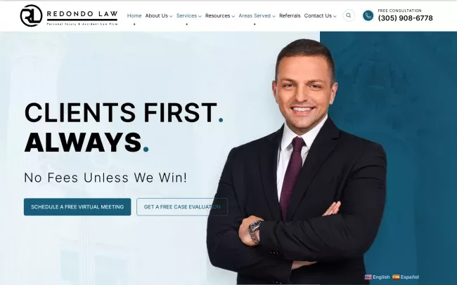 Screenshot of the Redondo Law Website