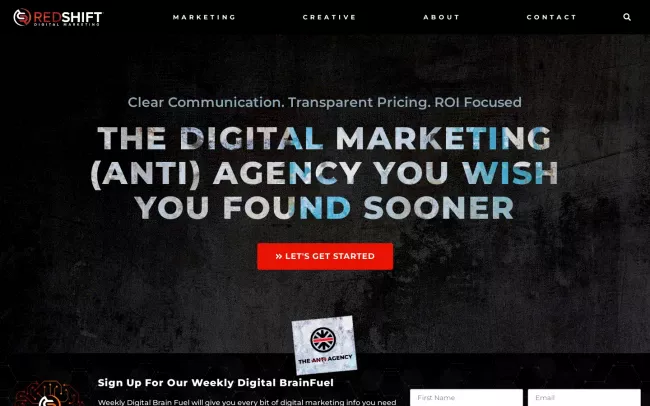 Screenshot of the RedShift Digital Marketing Website