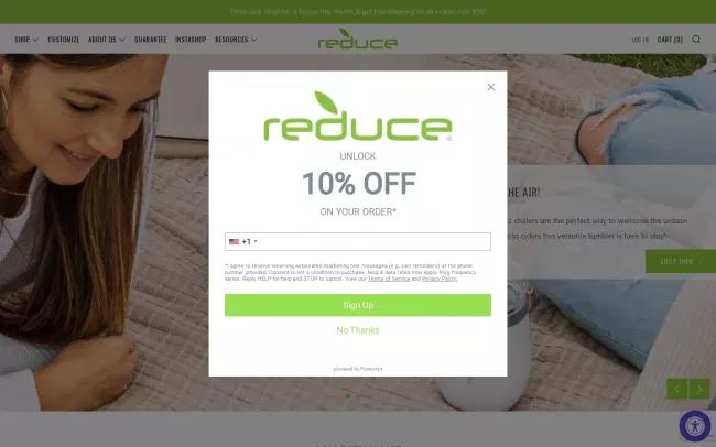 Screenshot of the Reduce Everyday Website