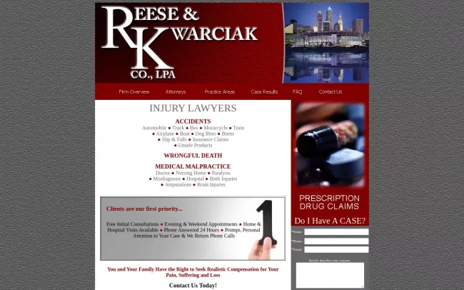 Screenshot of the Reese & Kwarciak Co., LPA Website