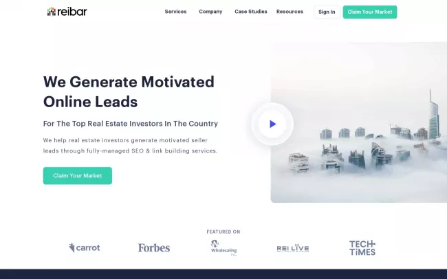 Screenshot of the Reibar Marketing Website
