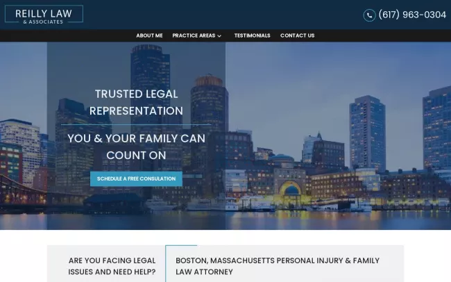 Screenshot of the Reilly Law & Associates Website