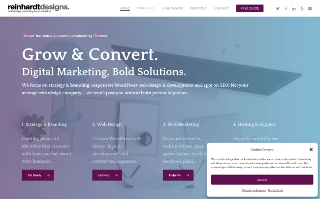 Screenshot of the Reinhardt Designs Website