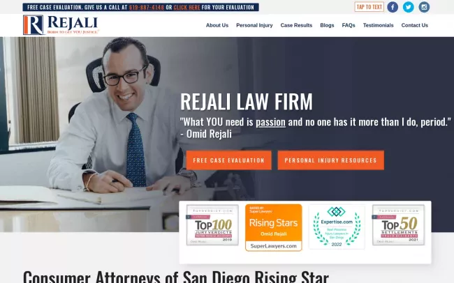 Screenshot of the Rejali Law Firm Website