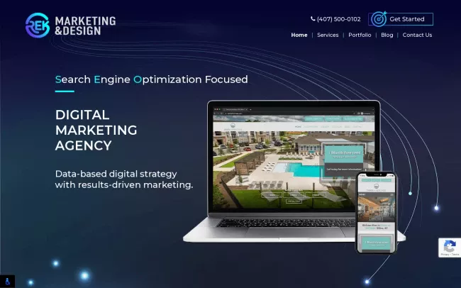 Screenshot of the REK Marketing and Design Website