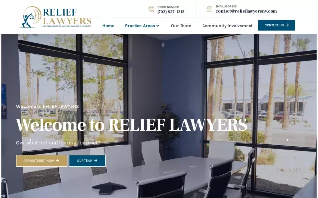 Screenshot of the Relief Lawyers, LLC Website
