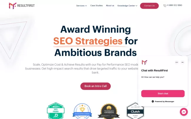 Screenshot of the ResultFirst Website