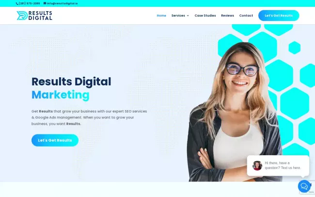 Screenshot of the Results Digital Website