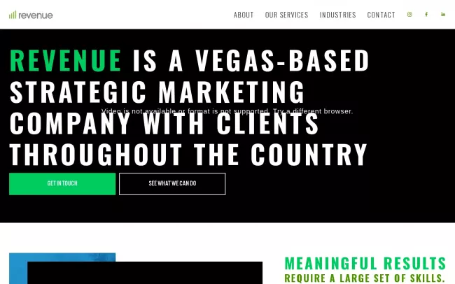 Screenshot of the Revenue Media Group - Las Vegas Marketing Agency Website