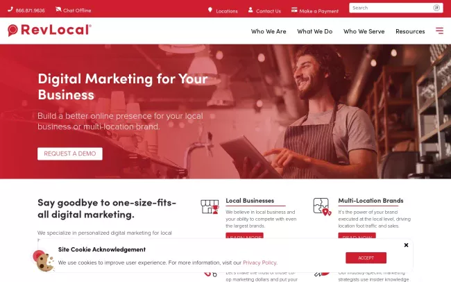Screenshot of the RevLocal Website