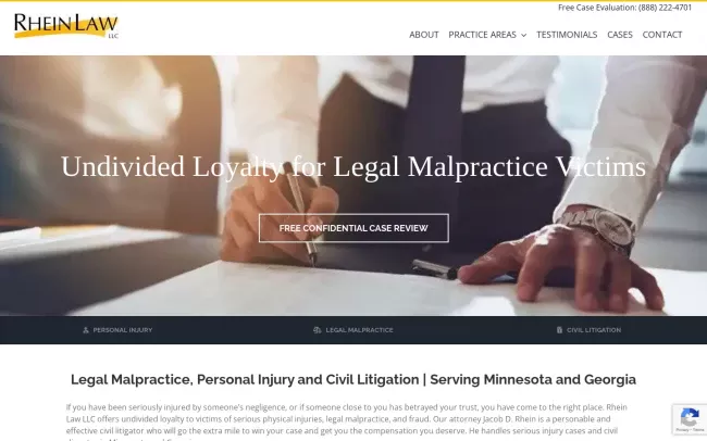 Screenshot of the Rhein Law LLC Website