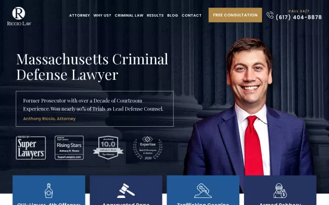 Screenshot of the Riccio Law - Criminal Defense Attorney Website